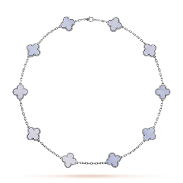 [Avelora Jewelry ]CLOVER 10 MOTIFS BLUE CHALCEDONY NECKLACE