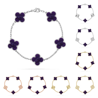 [Avelora]LUCKY CLOVER 5-MOTIF BRACELET - CHAROITE COLLECTION