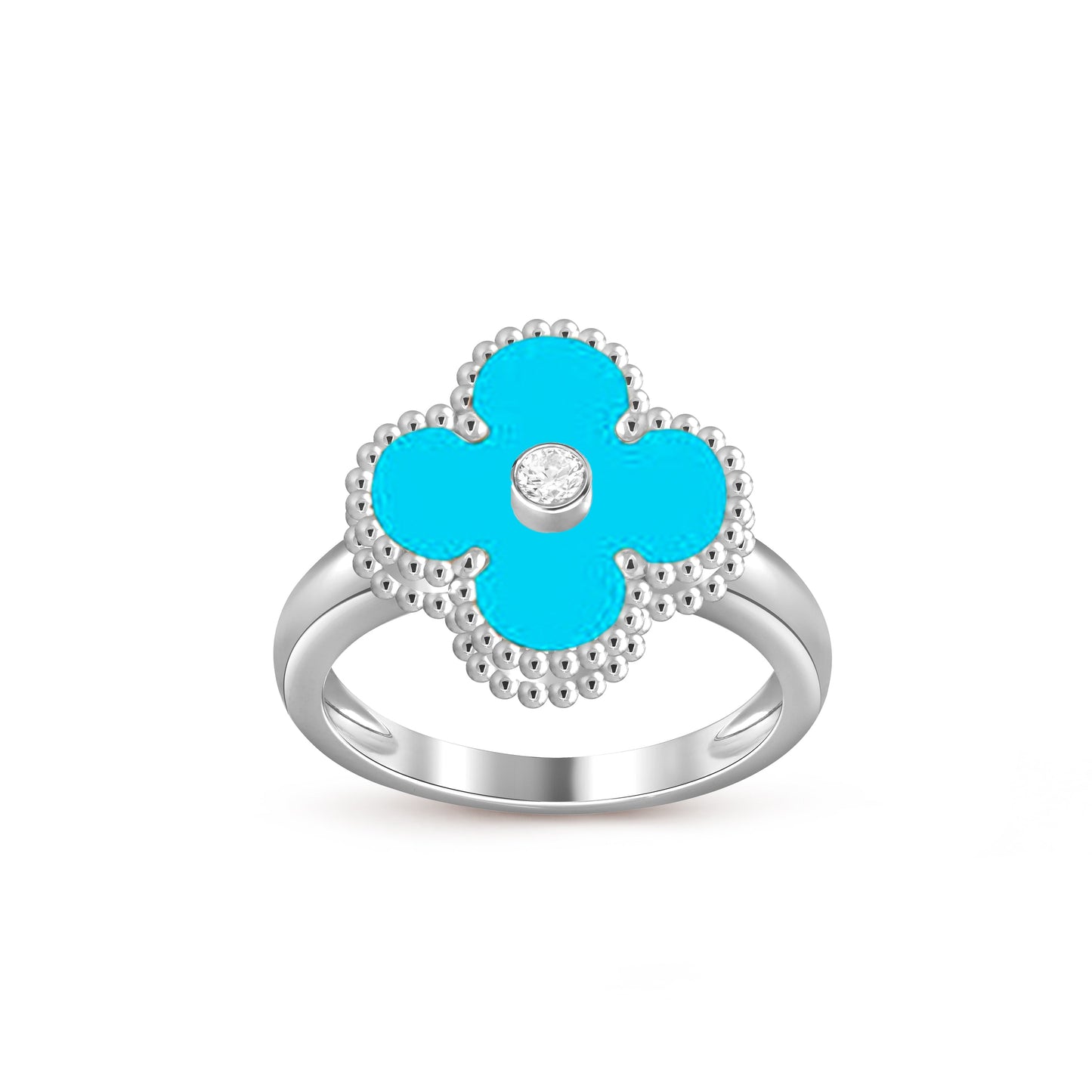[Avelora]LUCKY CLOVER DIAMOND-ACCENT WHITE GOLD RING COLLECTION
