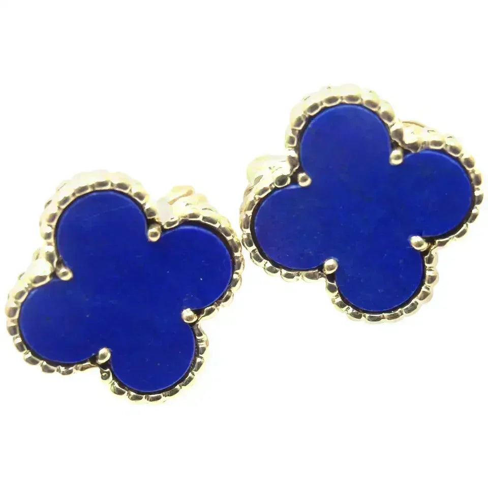 [Avelora Jewelry ]CLOVER MINI 9.5MM BLUE AGATE EARRINGS