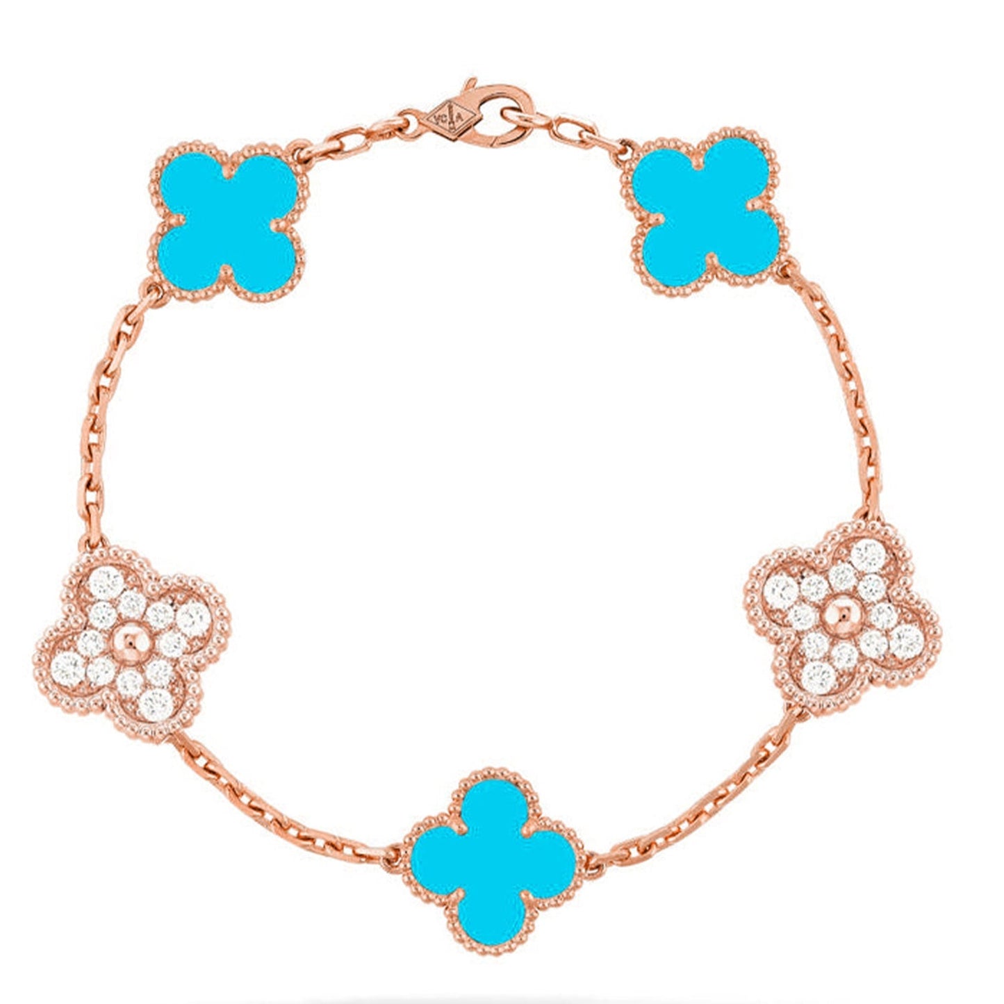 [Avelora]LUCKY CLOVER 5-MOTIF BRACELET - TURQUOISE COLLECTION