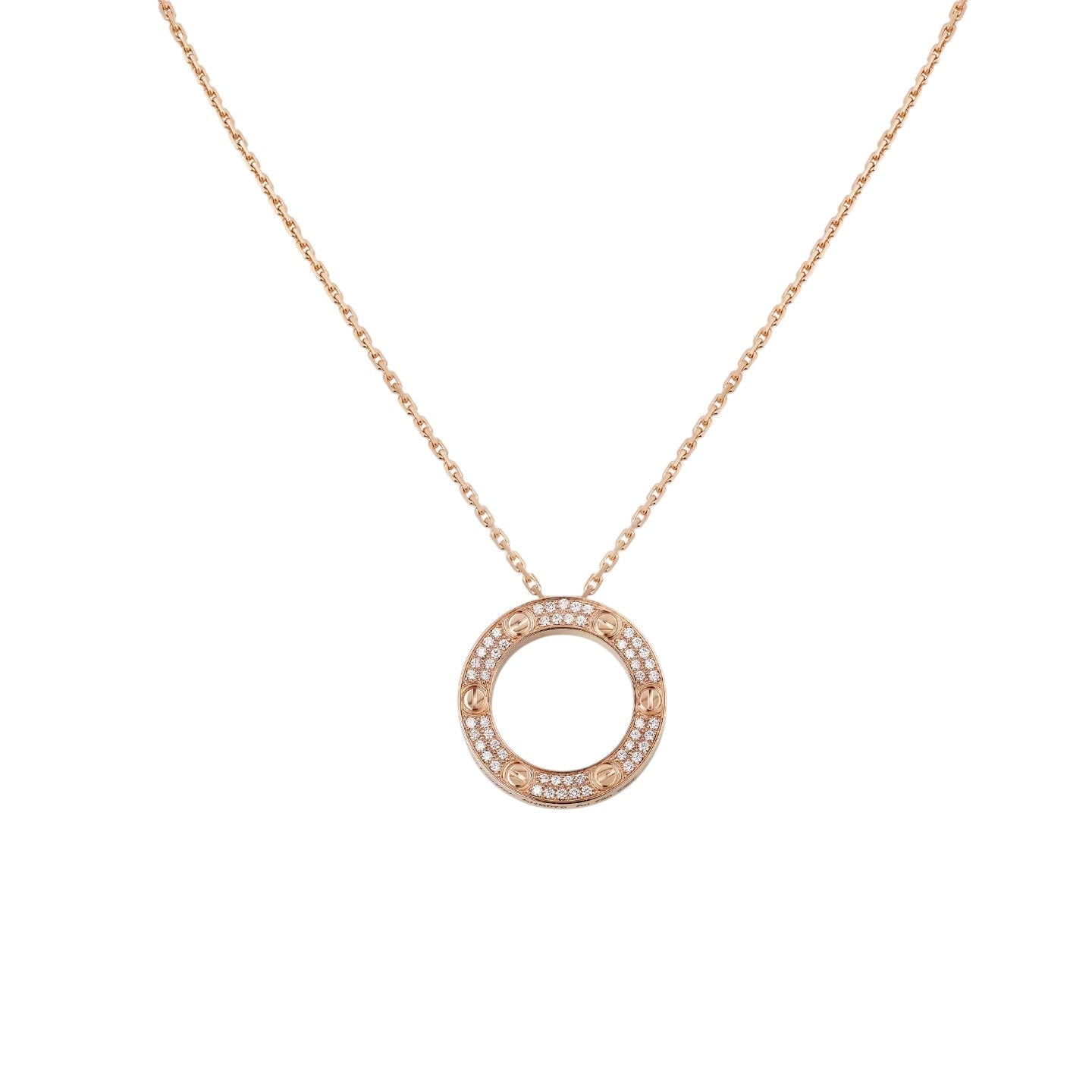[Avelora]LOVE LARGE CIRCULAR PENDANT FULL-PAVÉ DIAMOND NECKLACE