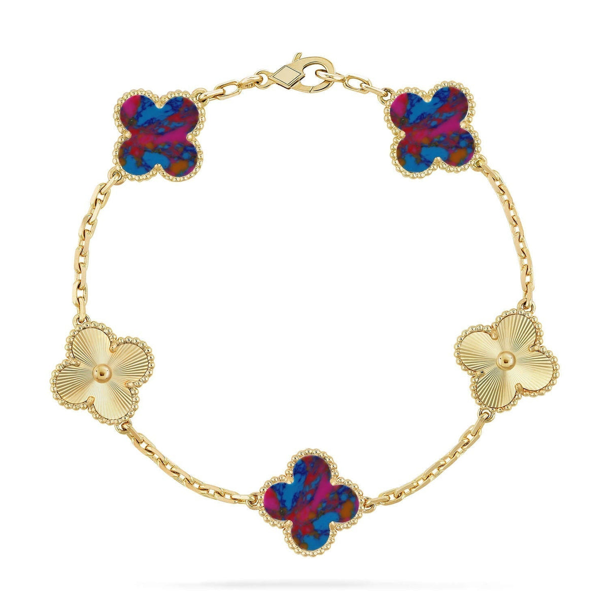 [Avelora Jewelry ]CLOVER 5 MOTIF COLOR GEMSTONES BRACELET COLLECTION