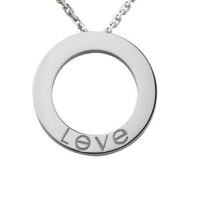 [Avelora]LOVE LARGE CIRCULAR PENDANT 3-DIAMOND NECKLACE