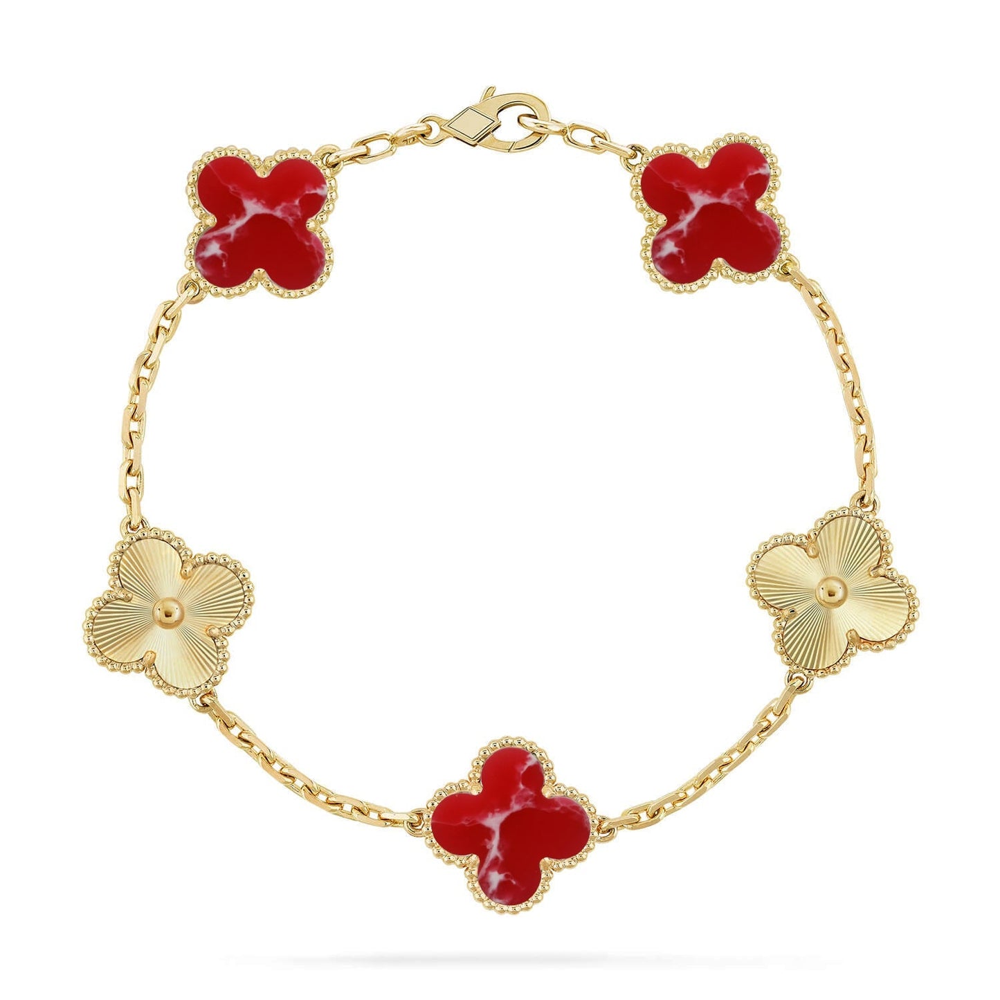 [Avelora]LUCKY CLOVER 5-MOTIF BRACELET - RED LARIMAR COLLECTION