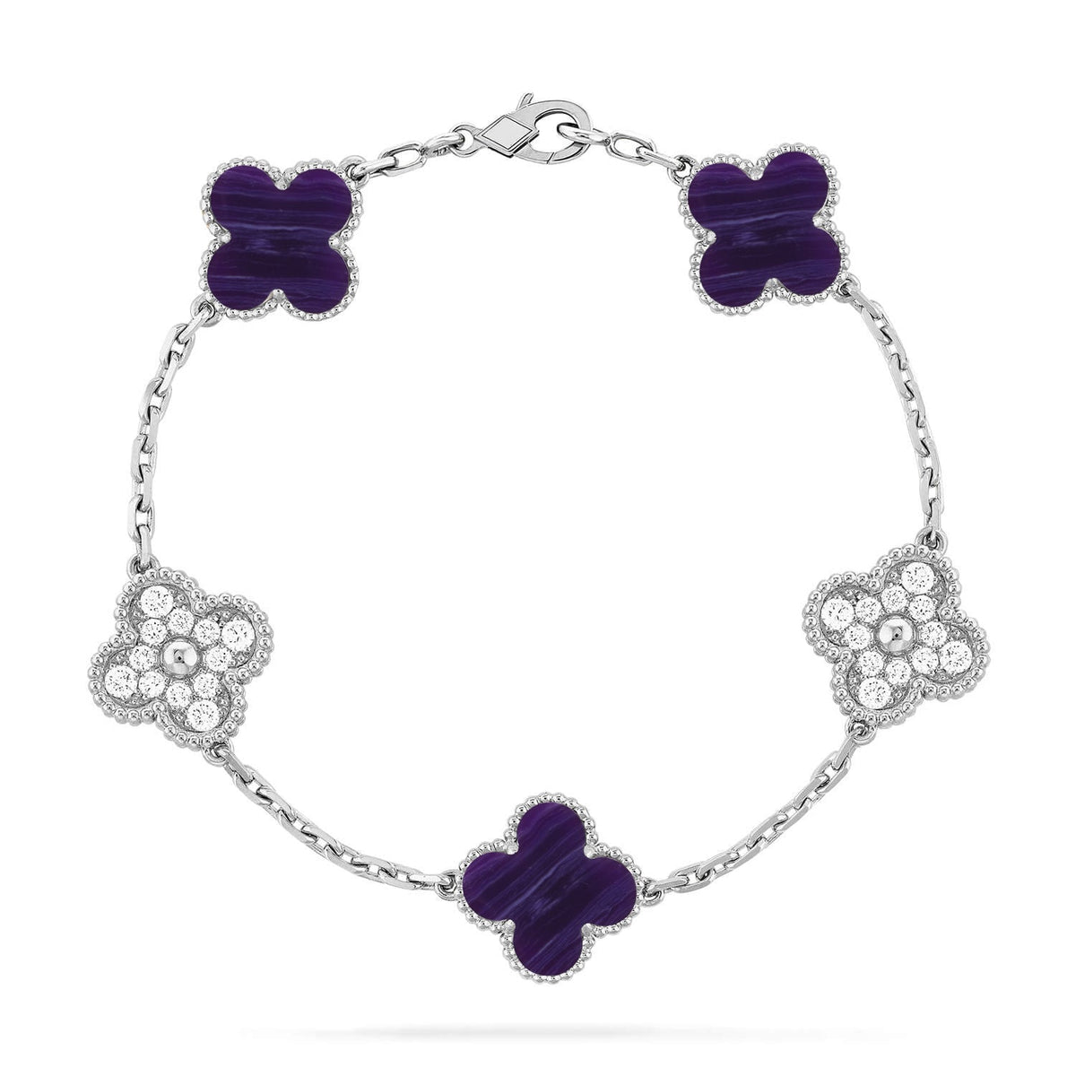 [Avelora Jewelry ]CLOVER 5 MOTIF PURPLE STRIPES BRACELET COLLECTION