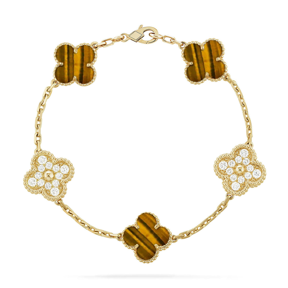 [Avelora Jewelry ] CLOVER 5 MOTIFS TIGER EYE BRACELET COLLECTION