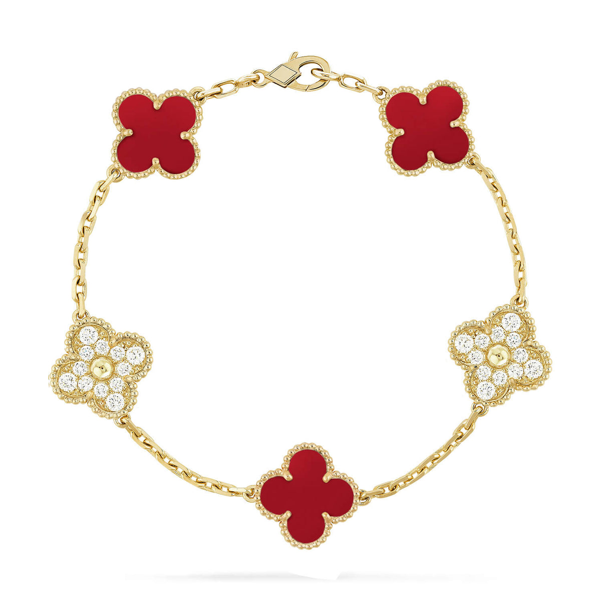 [Avelora Jewelry ] CLOVER 5 MOTIF RED CORNELIAN BRACELET COLLECTION