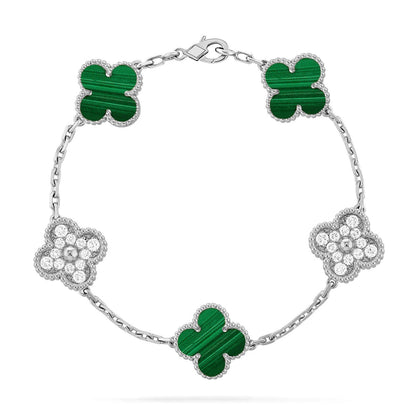 [Avelora]LUCKY CLOVER 5-MOTIF BRACELET - MALACHITE COLLECTION