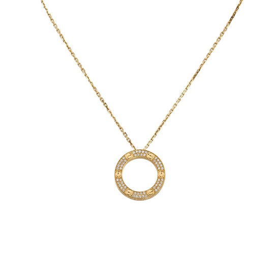 [Avelora]LOVE LARGE CIRCULAR PENDANT FULL-PAVÉ DIAMOND NECKLACE