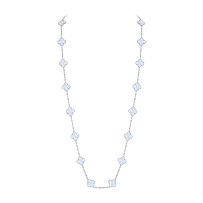 [Avelora]CLASSIC 20-MOTIF LUCKY CLOVER LONG NECKLACE WHITE GOLD COLLECTION