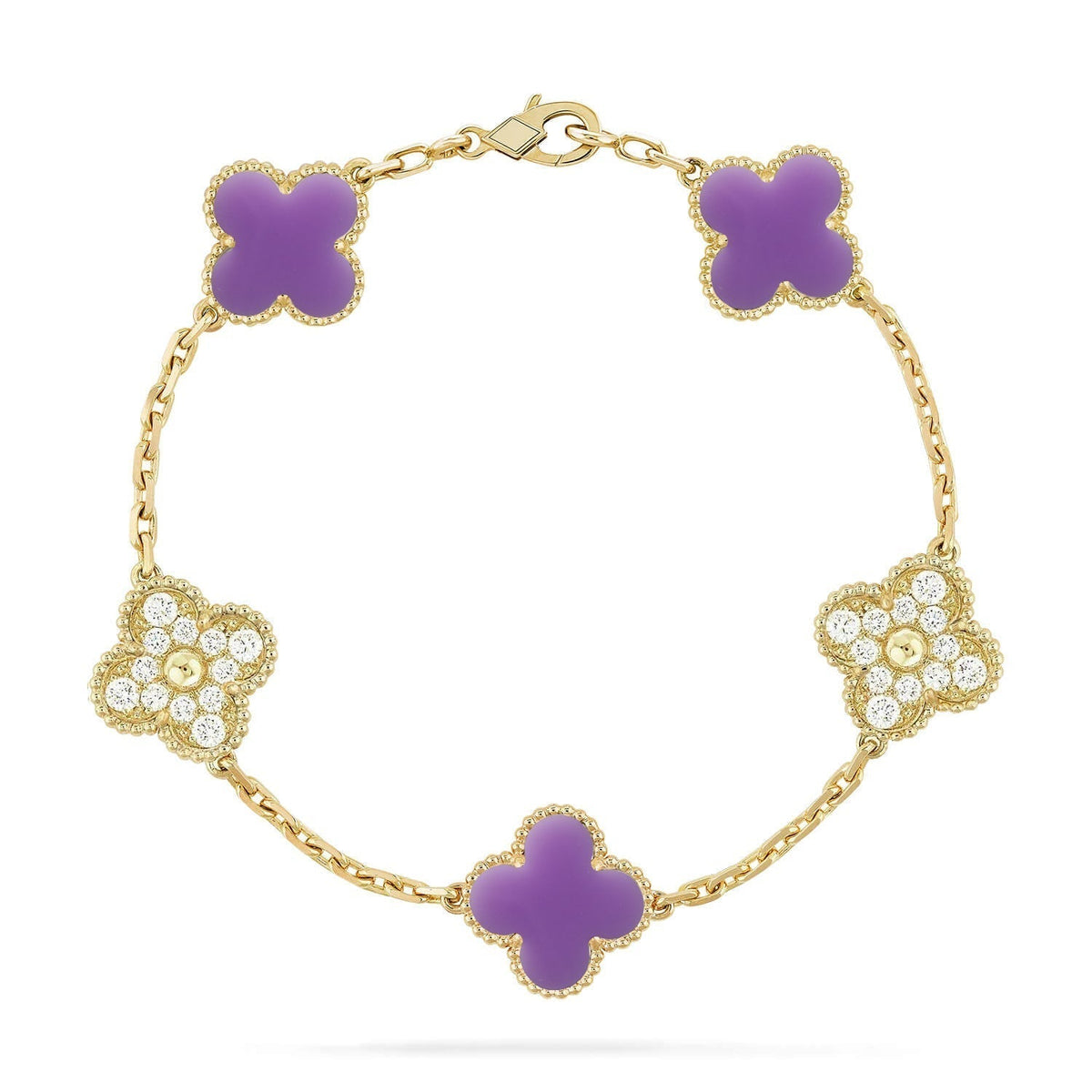 [Avelora Jewelry ]CLOVER 5 MOTIF LIGHT PURPLE BRACELET COLLECTION