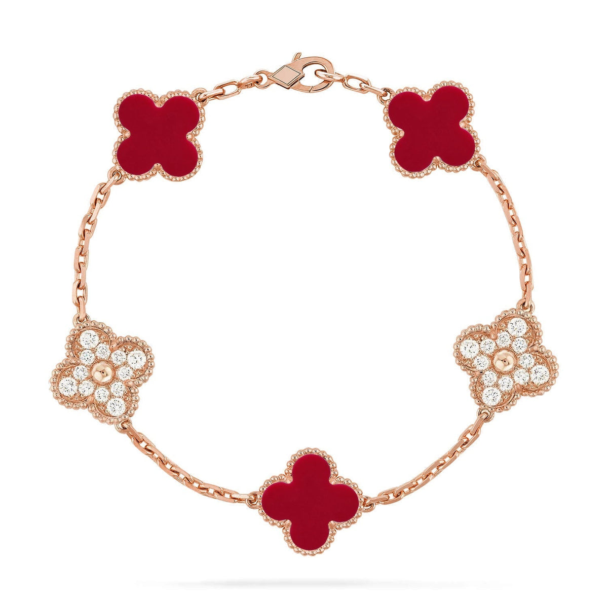 [Avelora Jewelry ] CLOVER 5 MOTIF RED CORNELIAN BRACELET COLLECTION