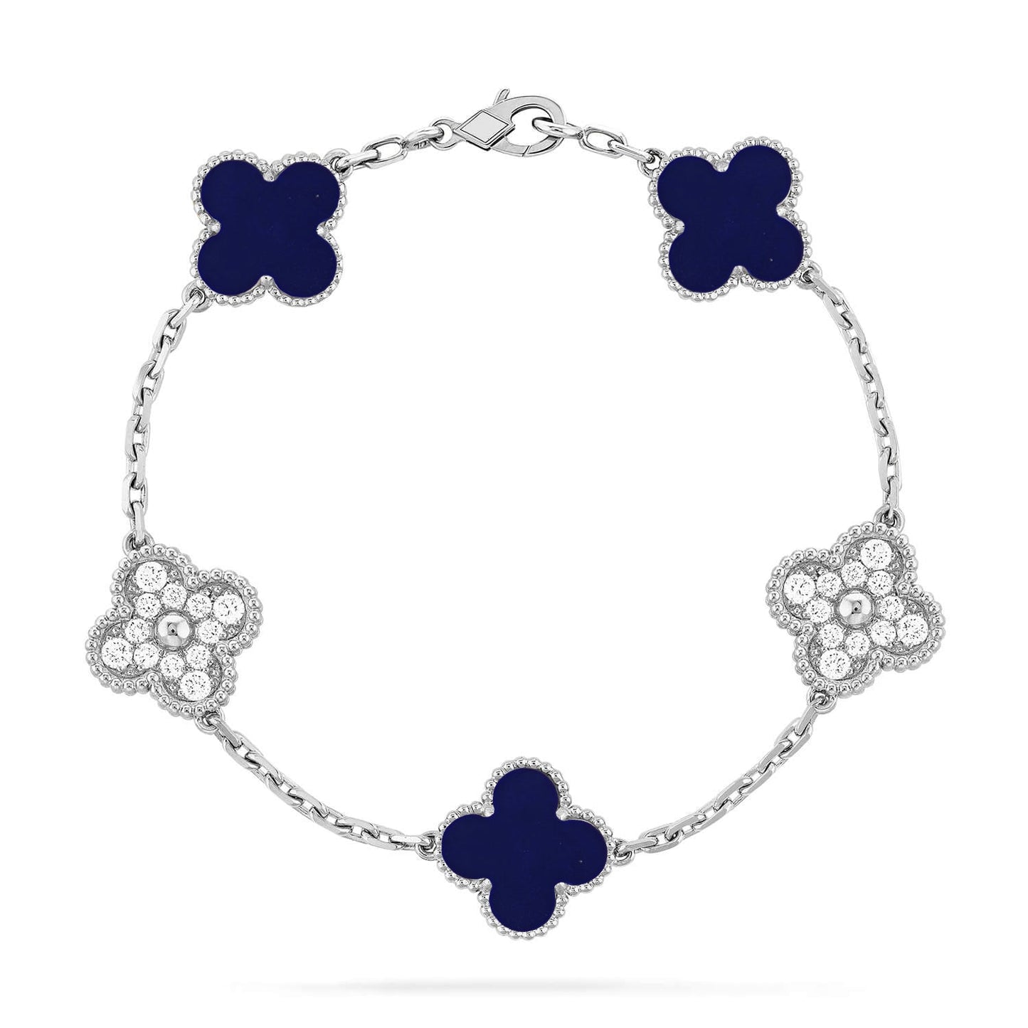 [Avelora]LUCKY CLOVER 5-MOTIF BRACELET - LAPIS LAZULI COLLECTION