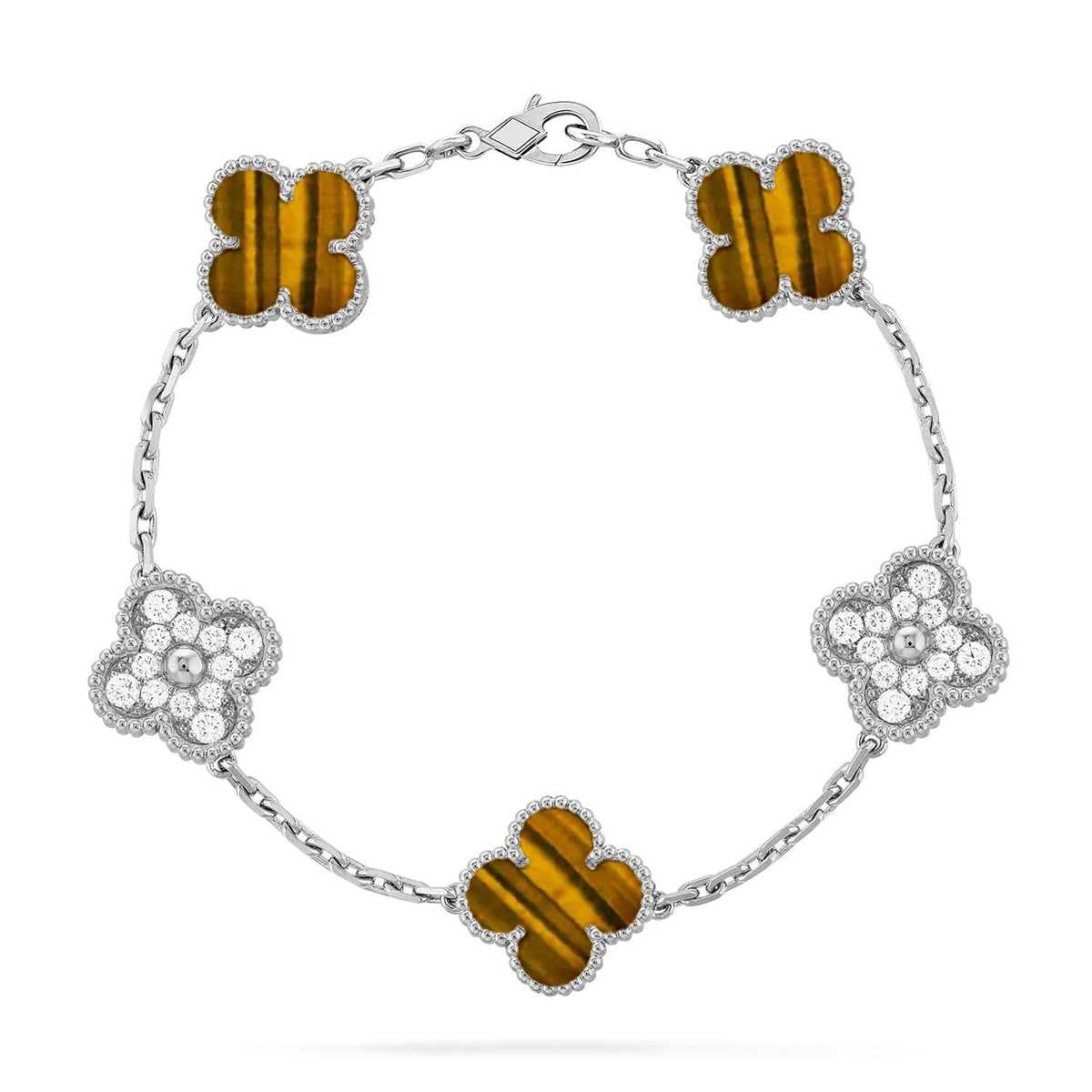 [Avelora]LUCKY CLOVER 5-MOTIF BRACELET -  TIGER’S EYE COLLECTION
