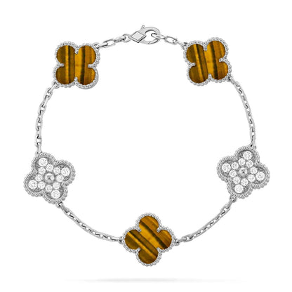 [Avelora]LUCKY CLOVER 5-MOTIF BRACELET -  TIGER’S EYE COLLECTION