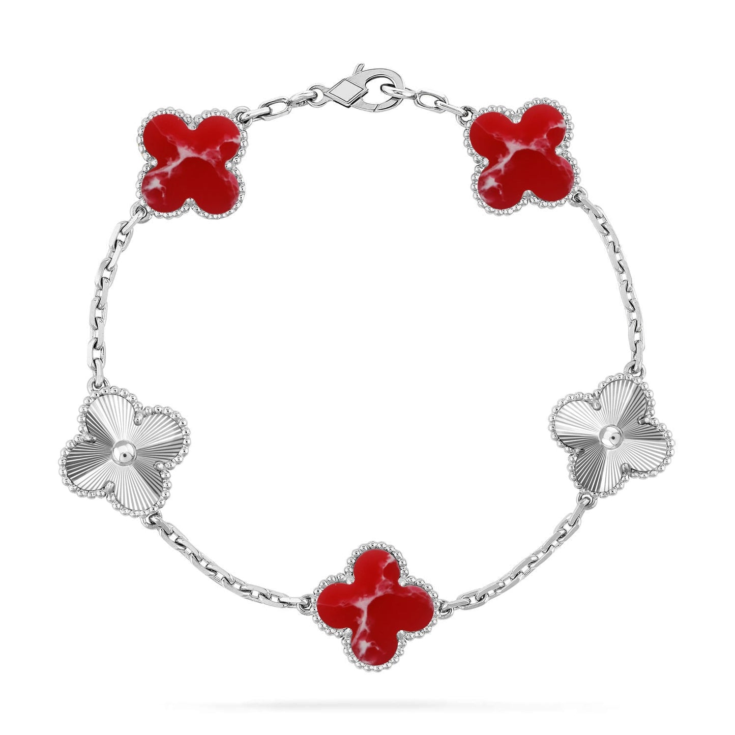 [Avelora]LUCKY CLOVER 5-MOTIF BRACELET - RED LARIMAR COLLECTION