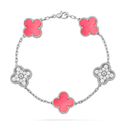 [Avelora]LUCKY CLOVER 5-MOTIF BRACELET - PINK MOTHER-OF-PEARL COLLECTION
