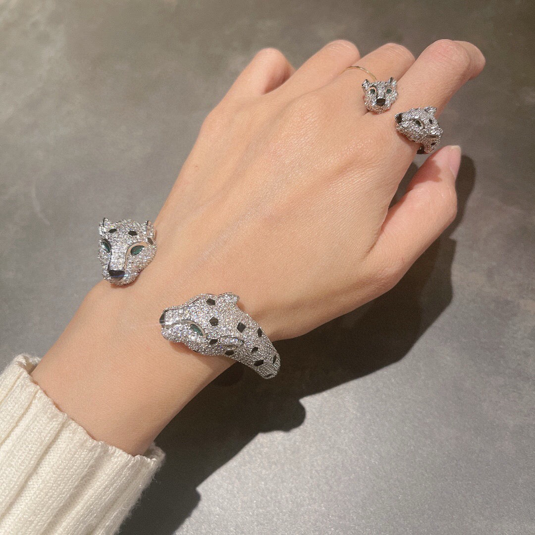Avelora DOUBLE PANTHER FULL-PAVÉ OPEN BANGLE product view 7