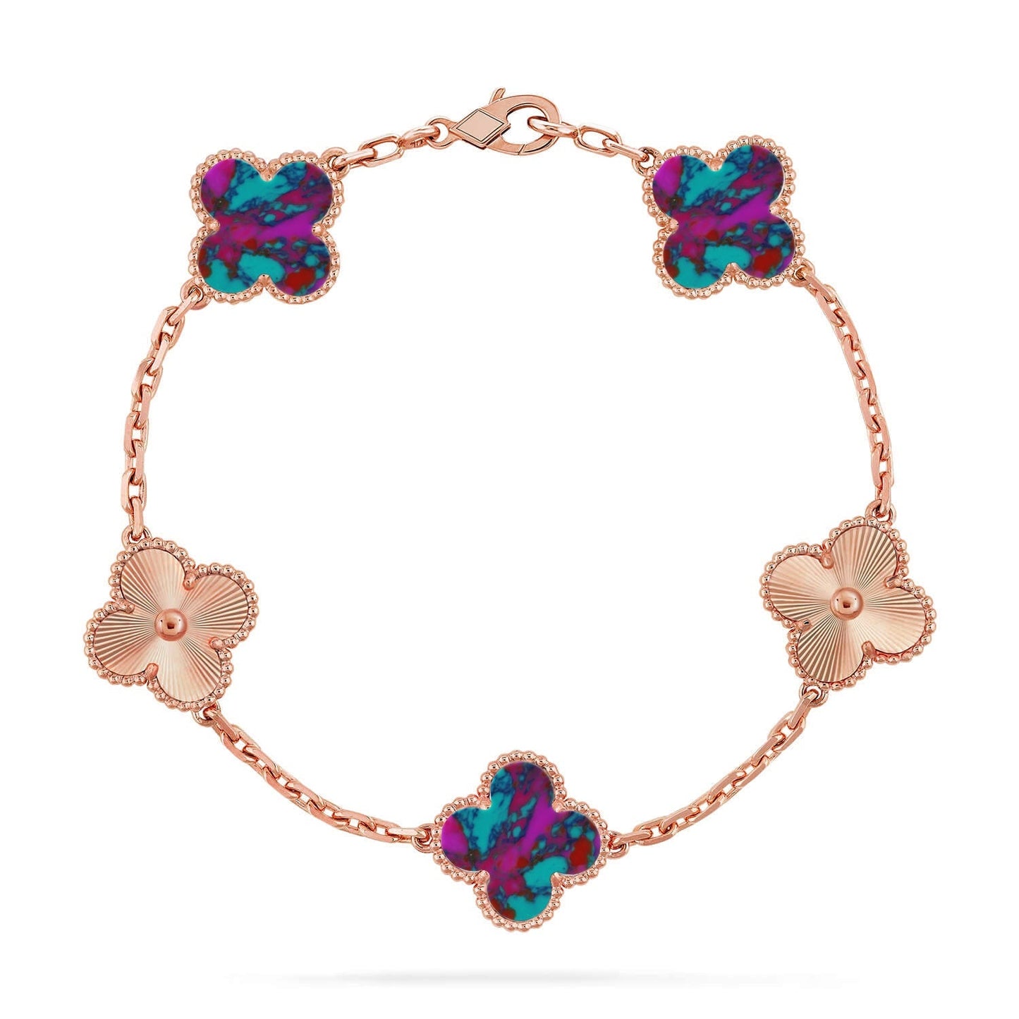 [Avelora]LUCKY CLOVER 5-MOTIF BRACELET - MULTI-GEM COLLECTION