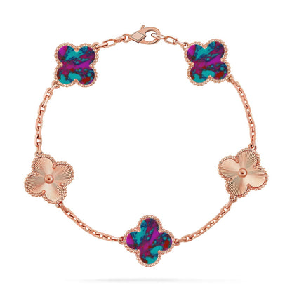 [Avelora]LUCKY CLOVER 5-MOTIF BRACELET - MULTI-GEM COLLECTION