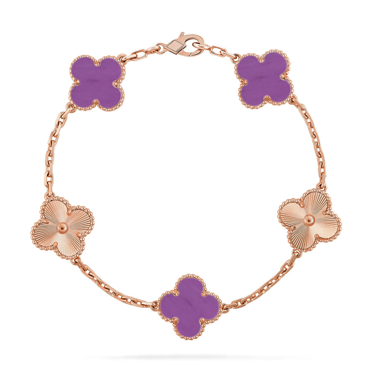 [Avelora]LUCKY CLOVER 5-MOTIF BRACELET - VIOLET COLLECTION