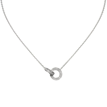 [Avelora]LOVE DOUBLE-RING PENDANT FULL-PAVÉ NECKLACE