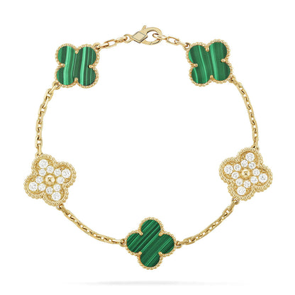[Avelora]LUCKY CLOVER 5-MOTIF BRACELET - MALACHITE COLLECTION