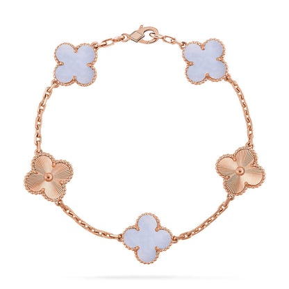 [Avelora]LUCKY CLOVER 5-MOTIF BRACELET - PURPLE CHALCEDONY COLLECTION
