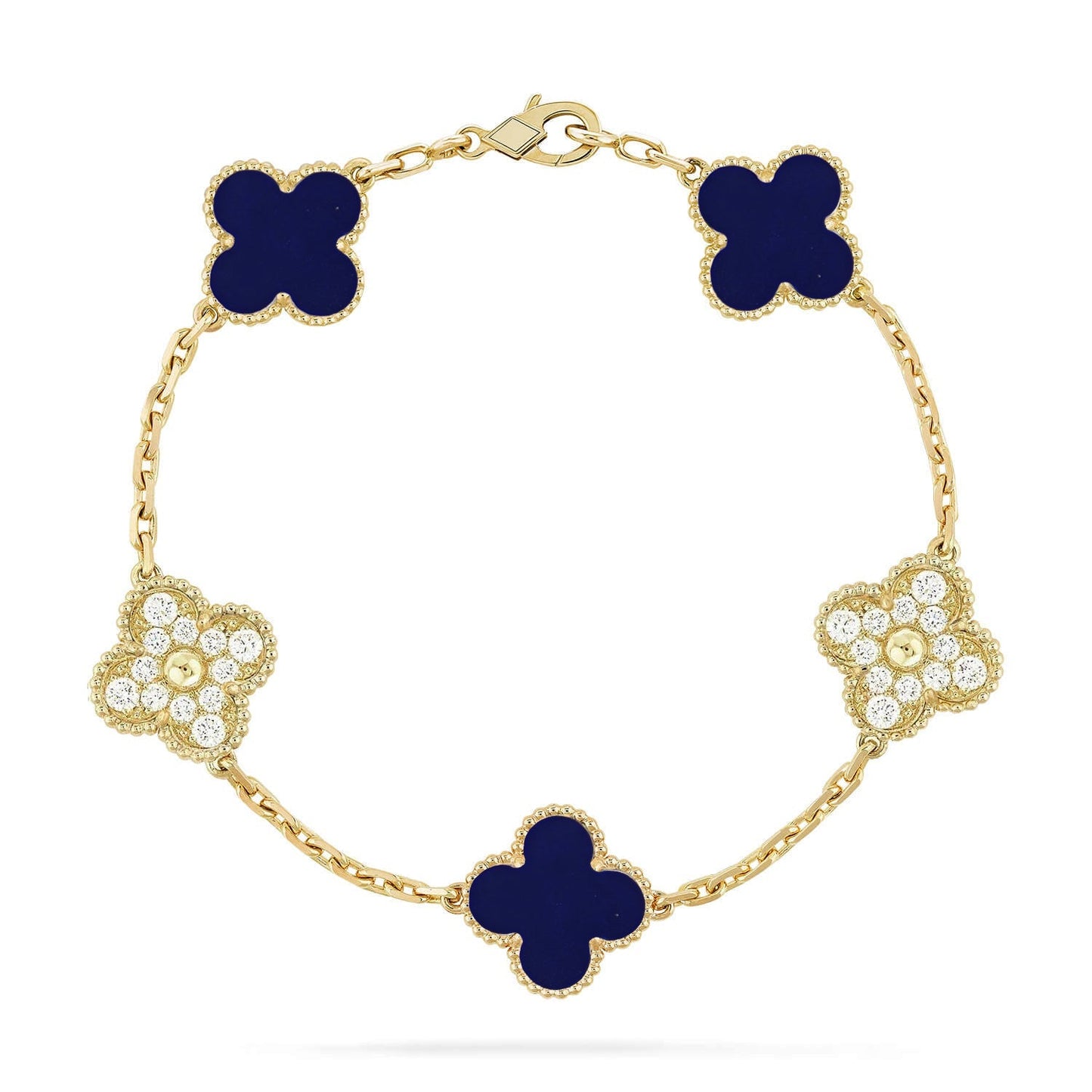 [Avelora]LUCKY CLOVER 5-MOTIF BRACELET - LAPIS LAZULI COLLECTION