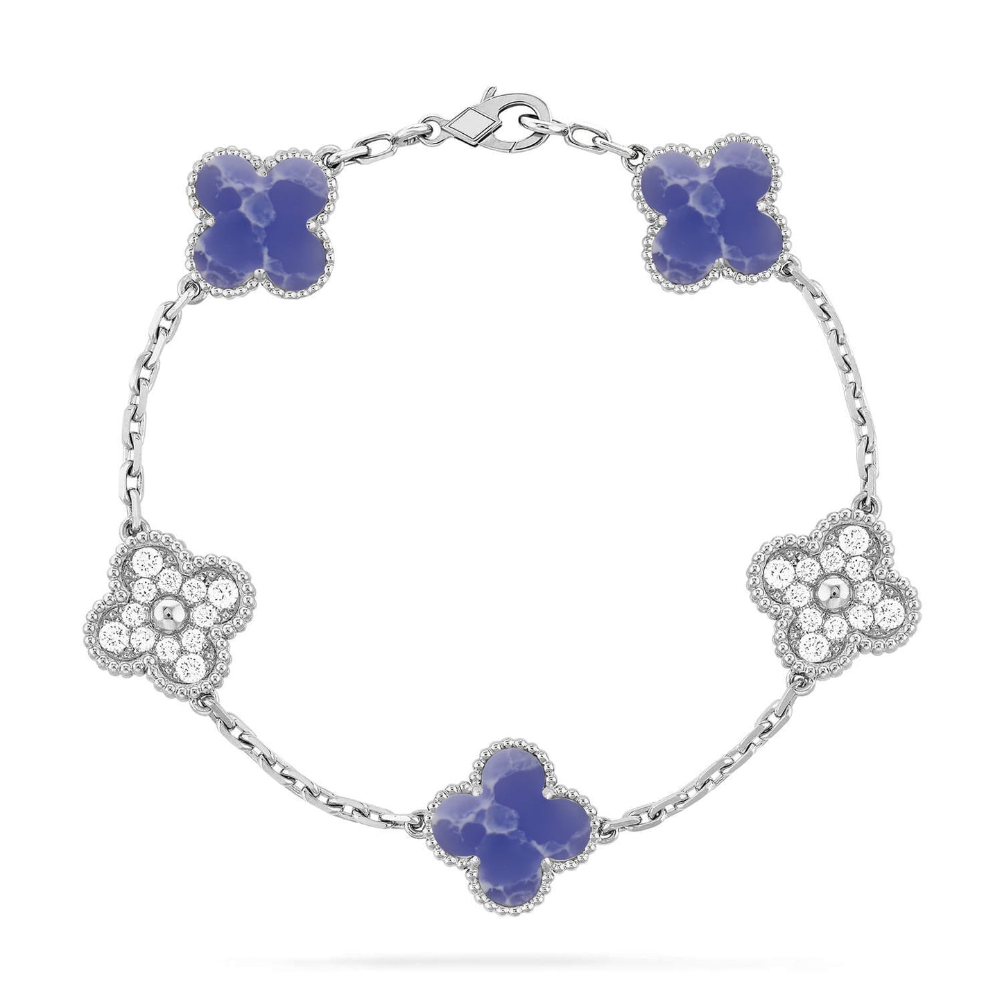 [Avelora]LUCKY CLOVER 5-MOTIF BRACELET - BLUE LARIMAR COLLECTION