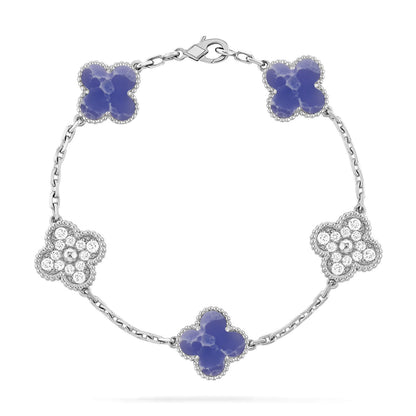 [Avelora]LUCKY CLOVER 5-MOTIF BRACELET - BLUE LARIMAR COLLECTION