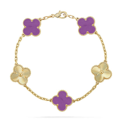 [Avelora]LUCKY CLOVER 5-MOTIF BRACELET - VIOLET COLLECTION