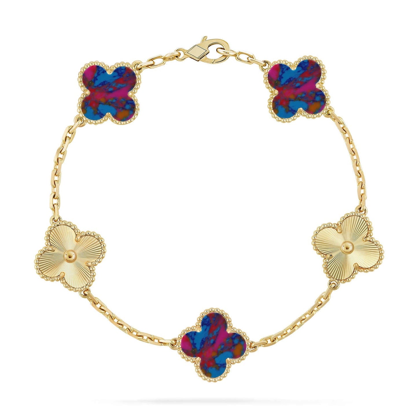 [Avelora]LUCKY CLOVER 5-MOTIF BRACELET - MULTI-GEM COLLECTION