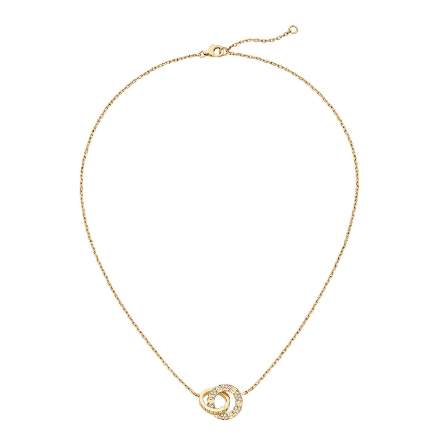 [Avelora]LOVE DOUBLE-RING PENDANT FULL-PAVÉ NECKLACE