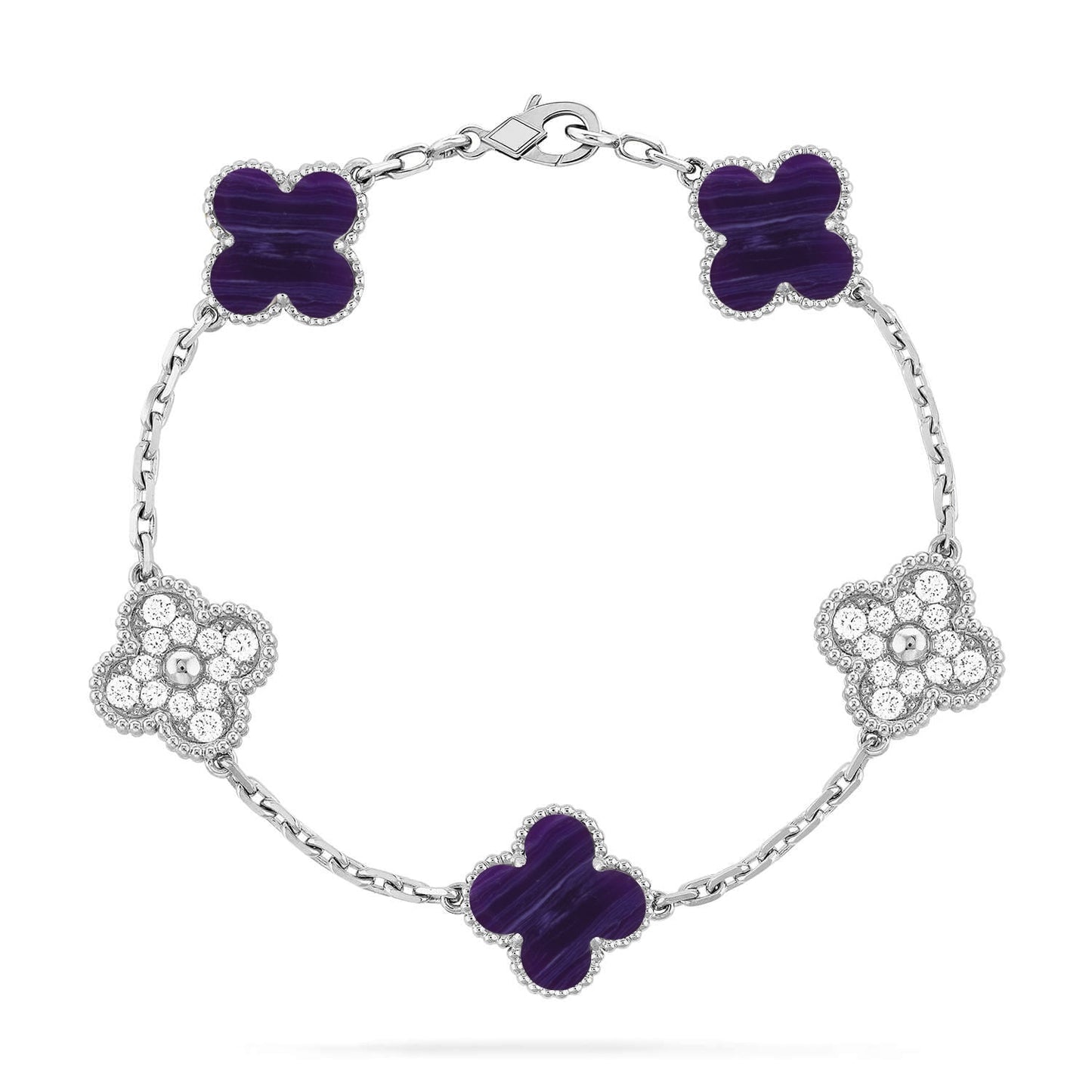 [Avelora]LUCKY CLOVER 5-MOTIF BRACELET - CHAROITE COLLECTION