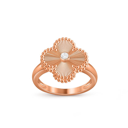 [Avelora]LUCKY CLOVER DIAMOND-ACCENT ROSE GOLD RING COLLECTION