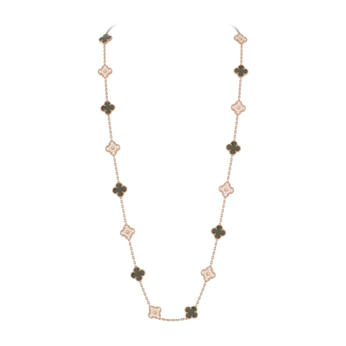[Avelora]CLASSIC 20-MOTIF LUCKY CLOVER LONG NECKLACE ROSE GOLD COLLECTION