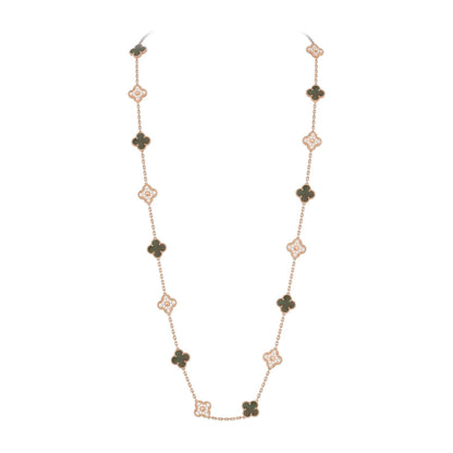 [Avelora]CLASSIC 20-MOTIF LUCKY CLOVER LONG NECKLACE ROSE GOLD COLLECTION