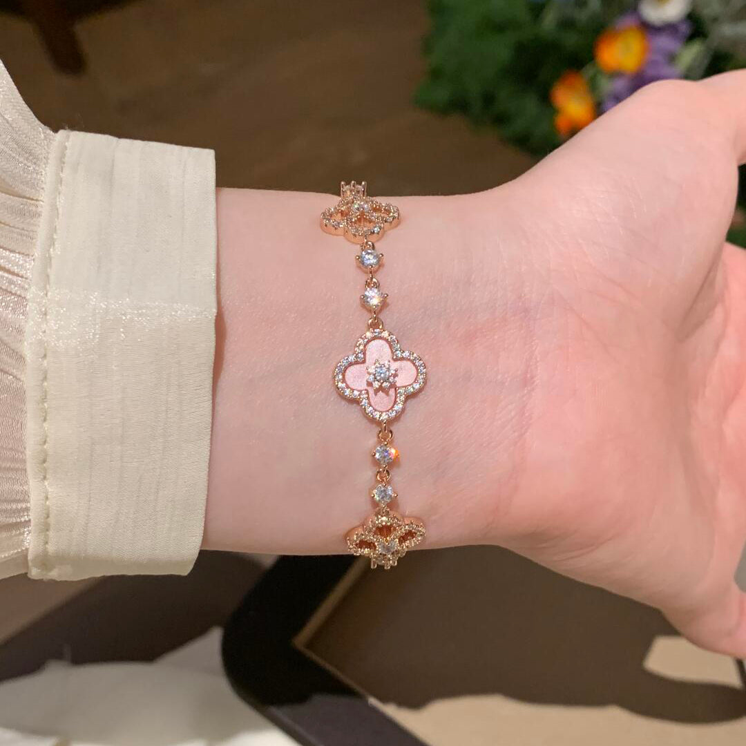 [Avelora Jewelry ]CLOVER 5 MOTIF PINK BLUE RED WHITE BRACELET