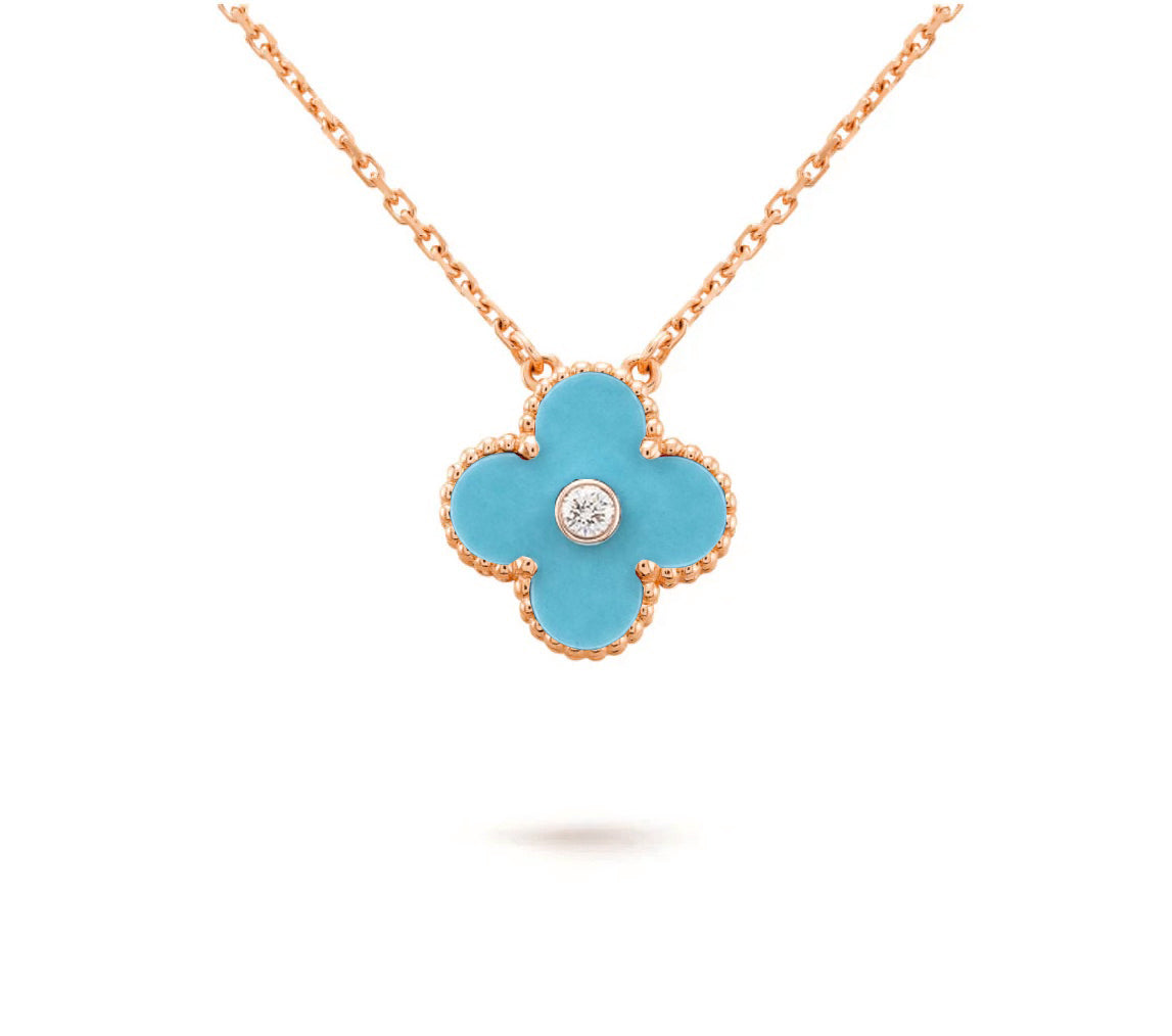 [Avelora]15MM CLOVER FLOWER DIAMOND PENDANT NECKLACE COLLECTION