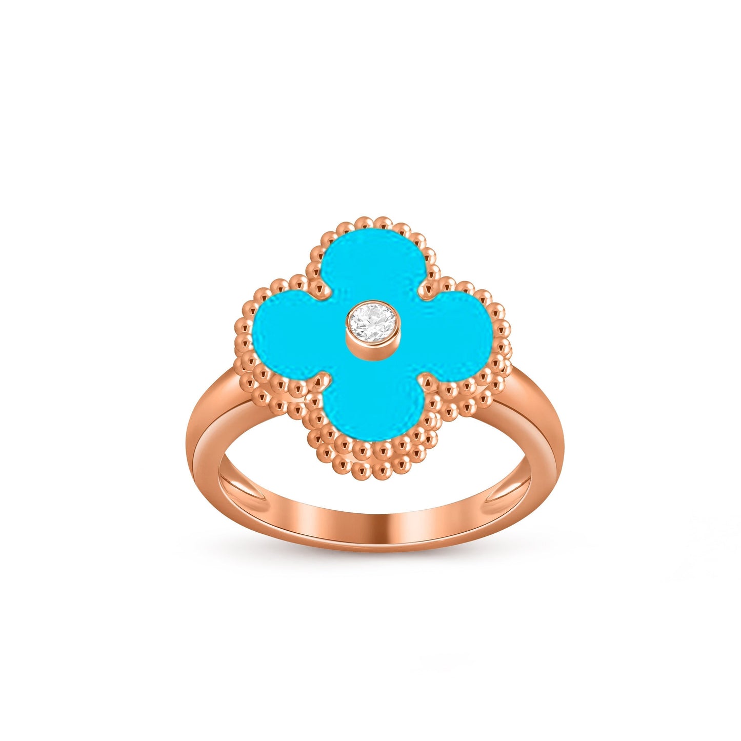 [Avelora]LUCKY CLOVER DIAMOND-ACCENT ROSE GOLD RING COLLECTION