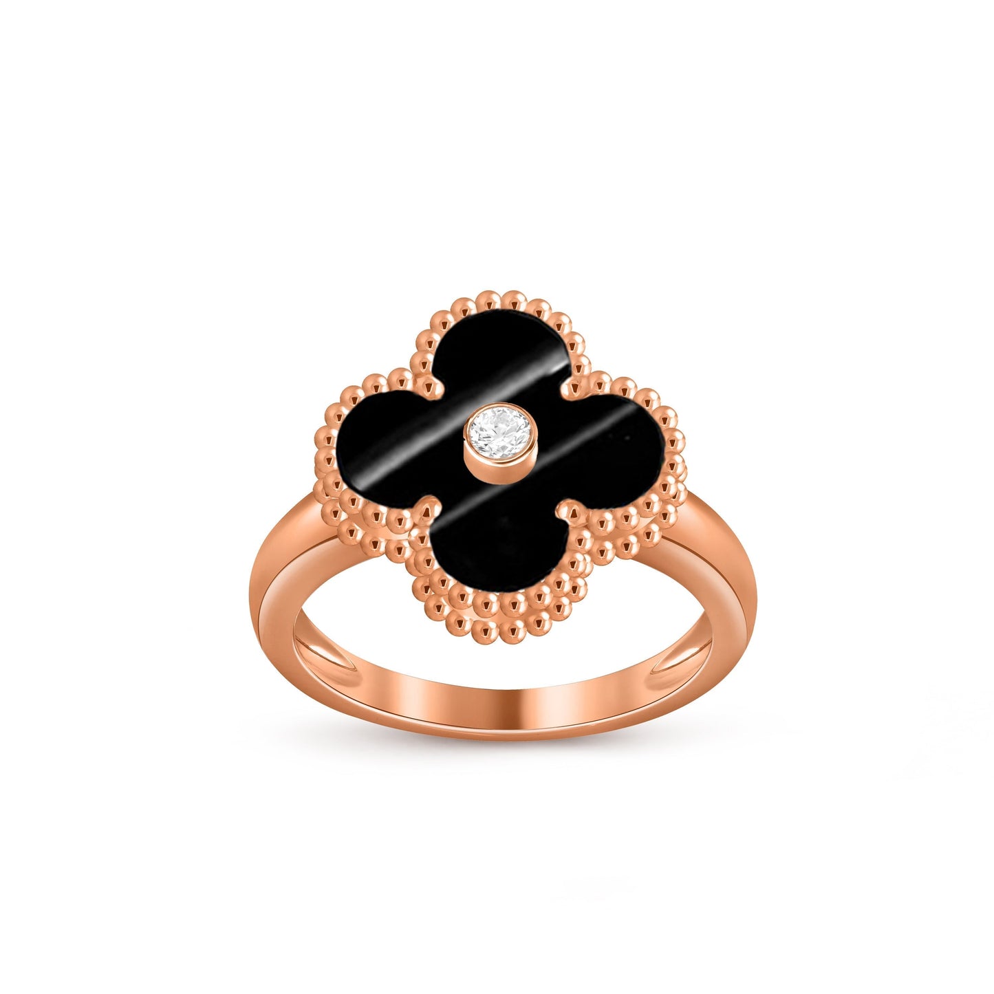 [Avelora]LUCKY CLOVER DIAMOND-ACCENT ROSE GOLD RING COLLECTION