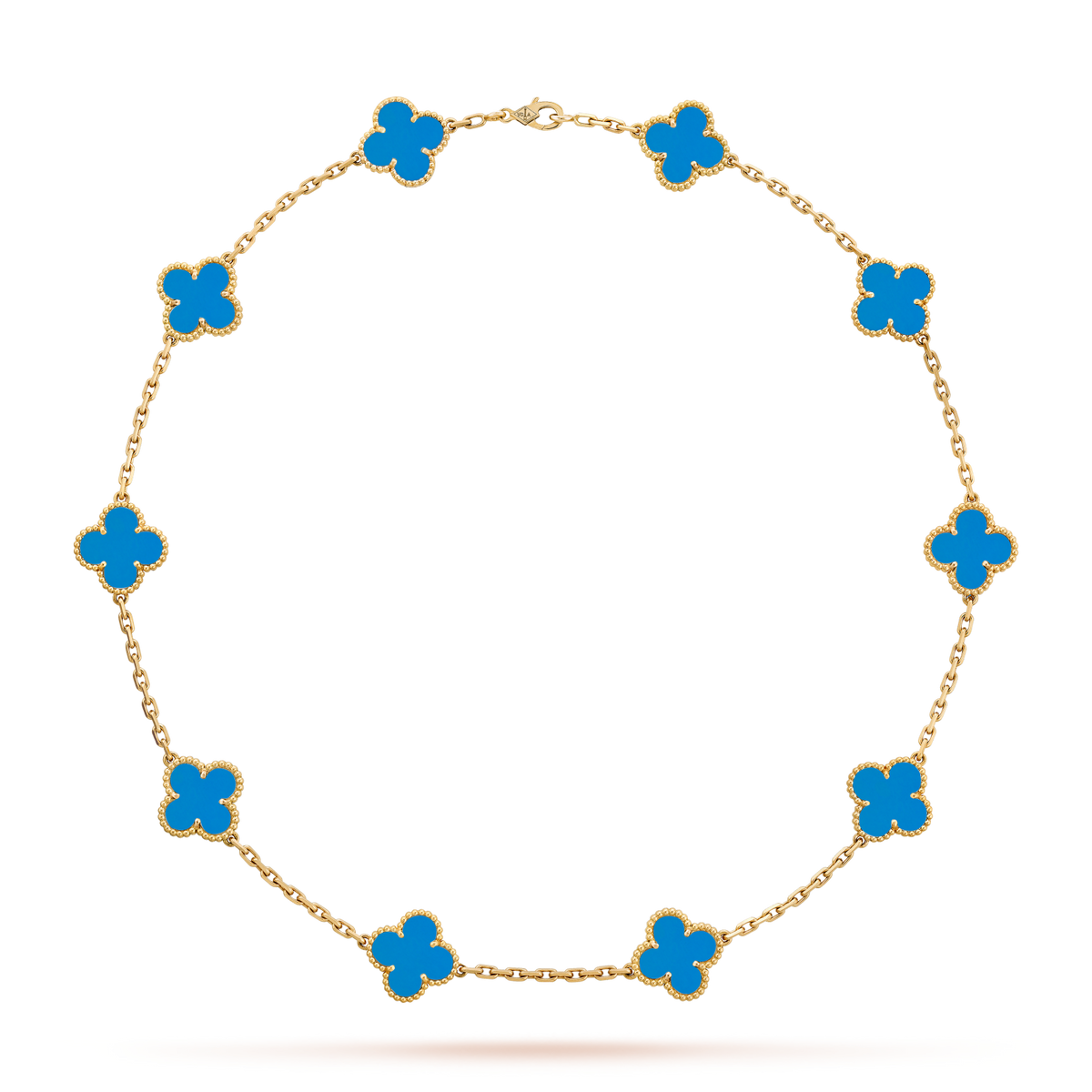 [Avelora Jewelry ]CLOVER 10 MOTIFS BLUE AGATE NECKLACE