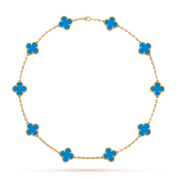 [Avelora Jewelry ]CLOVER 10 MOTIFS BLUE AGATE NECKLACE