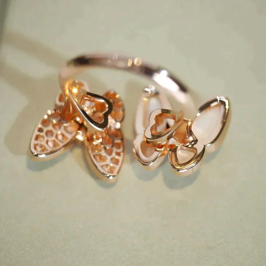 [Avelora Jewelry ]TWIN BUTTERFLY DIAMOND MOP RING
