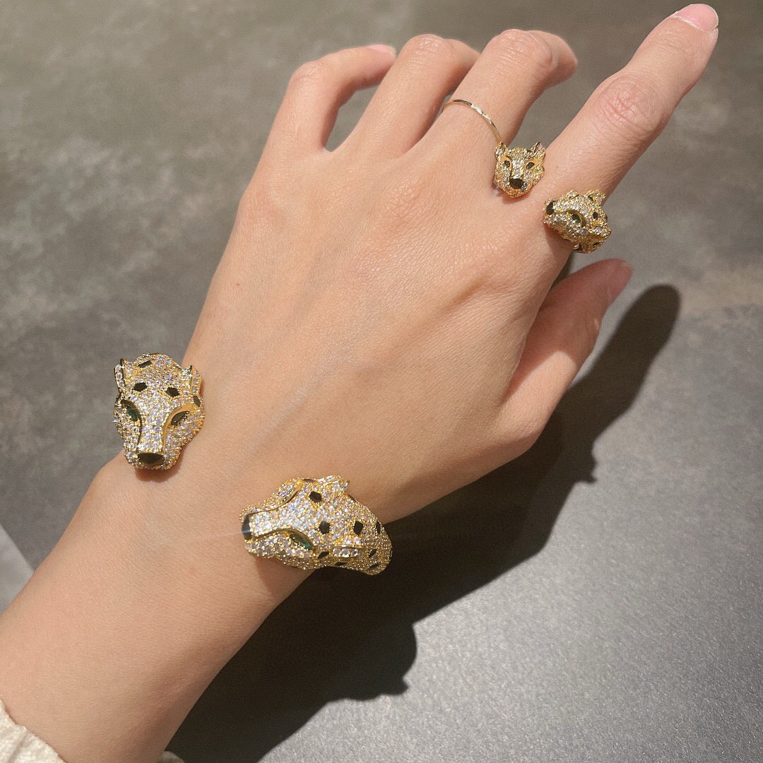 Avelora DOUBLE PANTHER FULL-PAVÉ OPEN BANGLE product view 9
