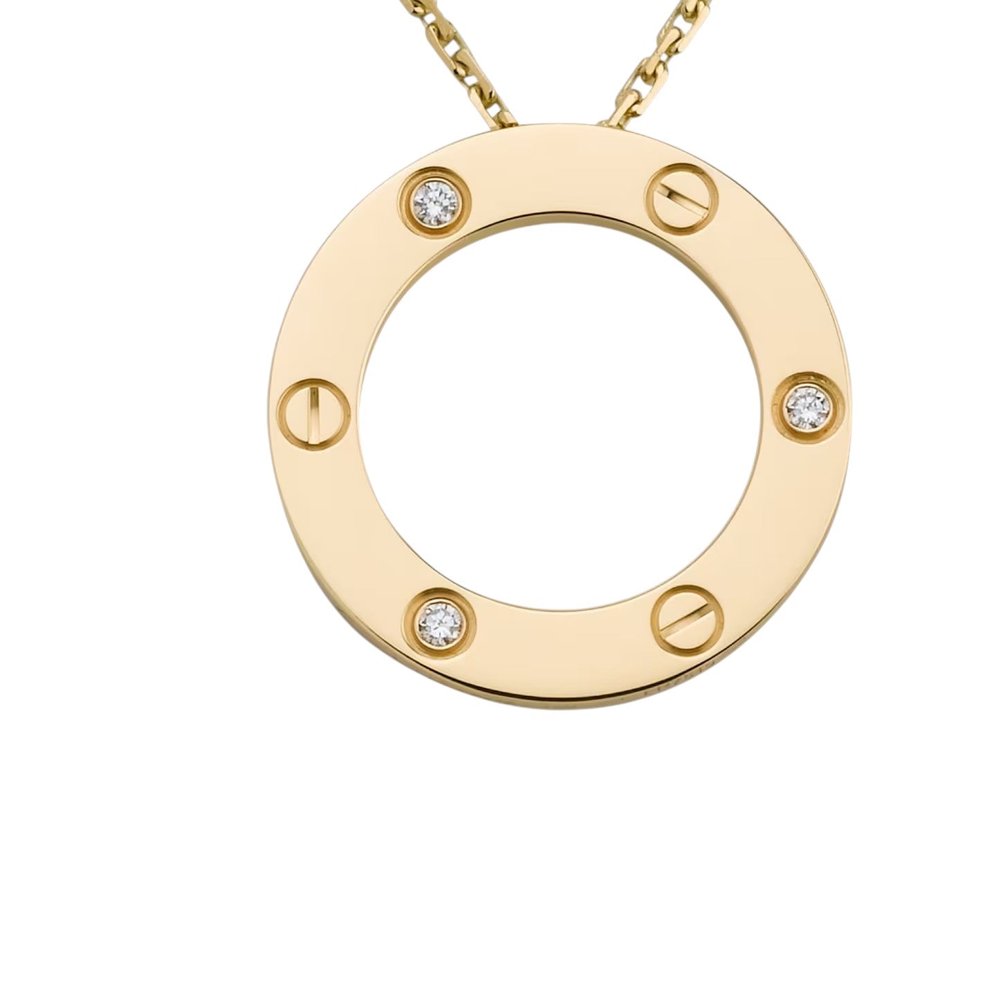 [Avelora]LOVE LARGE CIRCULAR PENDANT 3-DIAMOND NECKLACE
