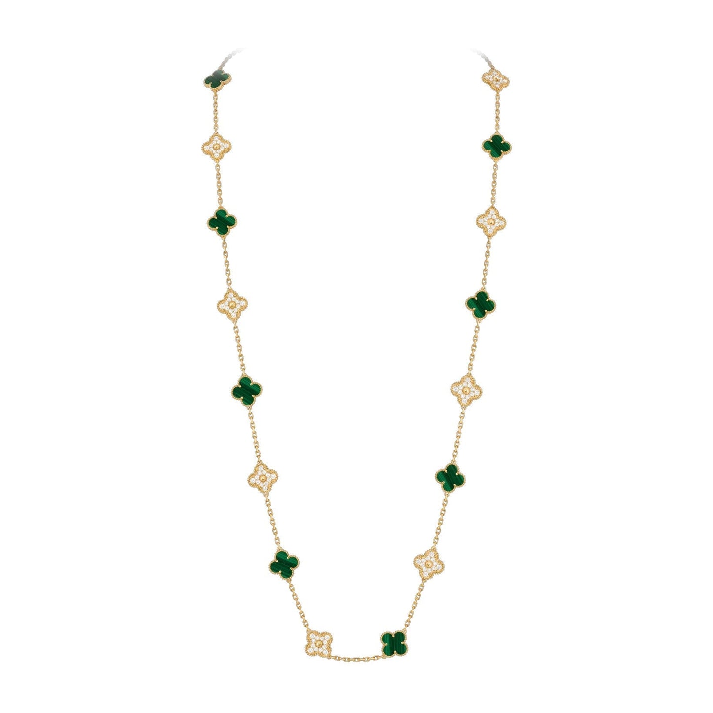[Avelora]CLASSIC 20-MOTIF LUCKY CLOVER LONG NECKLACE GOLD COLLECTION