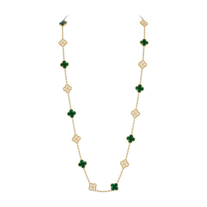 [Avelora]CLASSIC 20-MOTIF LUCKY CLOVER LONG NECKLACE GOLD COLLECTION